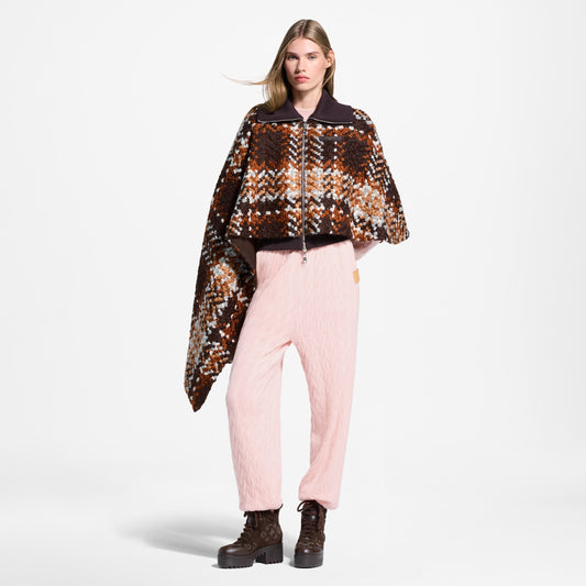 Asymmetrical Tartan Tweed Cape Coat