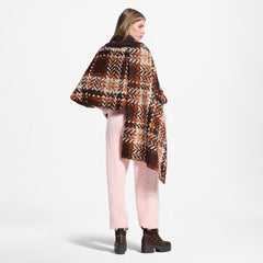 Asymmetrical Tartan Tweed Cape Coat