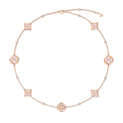 Color Blossom Bb Multi-motif Short Necklace, Pink Gold, Pink Mother-of-pearl And Diamond