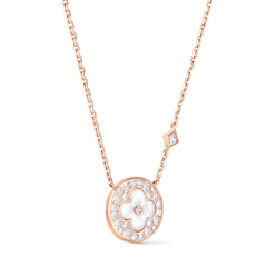 Color Blossom M Sun Pendant, Pink Gold, White Mother-of-Pearl and Diamonds