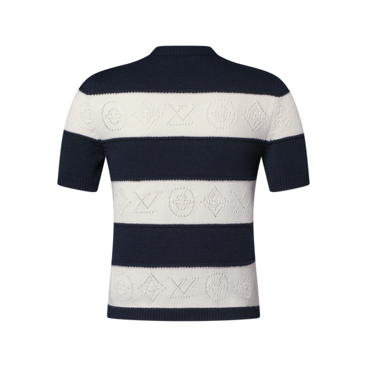 Openwork Striped Knit Top