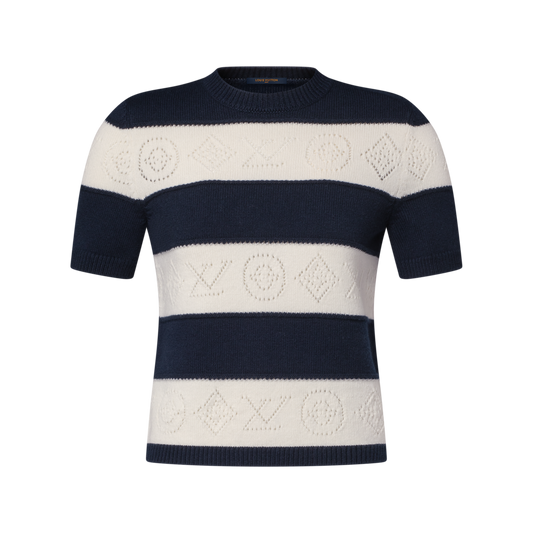 Openwork Striped Knit Top