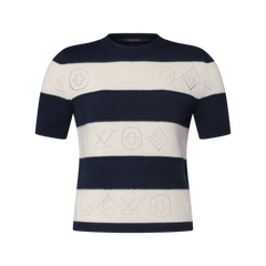 Openwork Striped Knit Top