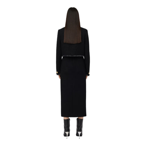 Women's Tweed Boxy Jacket in Black