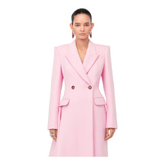 Women's Midi Draped Coat in Pale Pink
