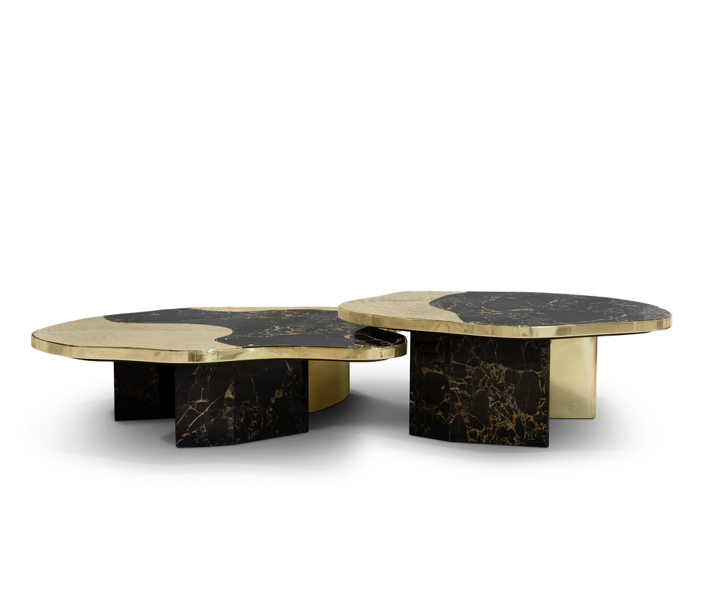 Ophelia Portoro Marble And Gold Center Table – Lux Afrique Boutique
