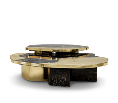 Ophelia Portoro Marble And Gold Center Table