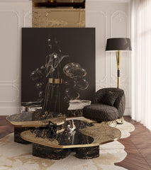 Ophelia Portoro Marble And Gold Center Table