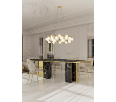 Ophelia Portoro Marble And Gold Dining Table