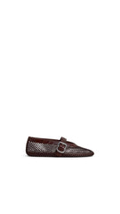 Ballet Flats In Fishnet And Crocodile Embossed Calfskin