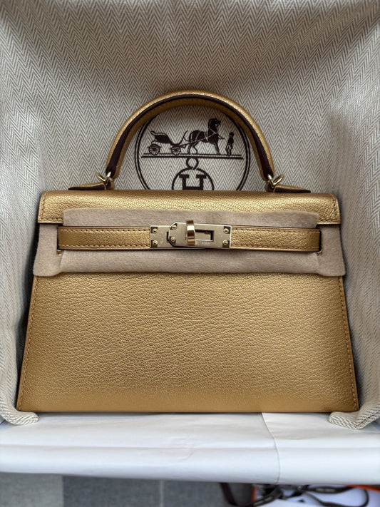 Mini Kelly Dore Chevre Permabrass Hardware K Stamp