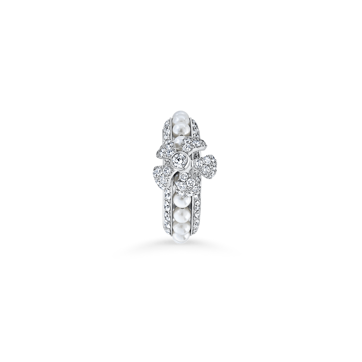 Pearl Rose Flower Single Row Ring