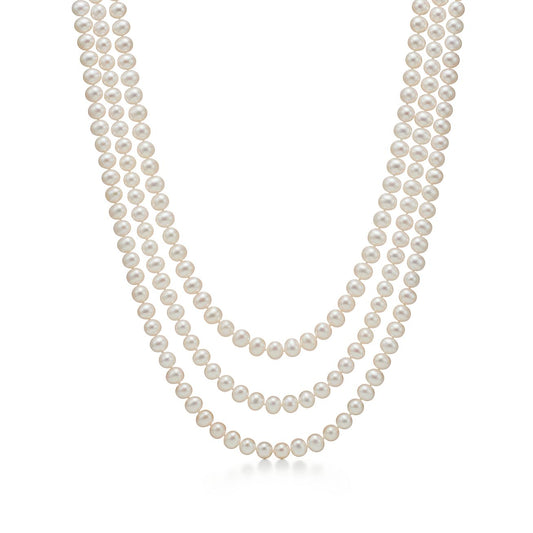 Pearl Wrap Necklace with Silver Clasp