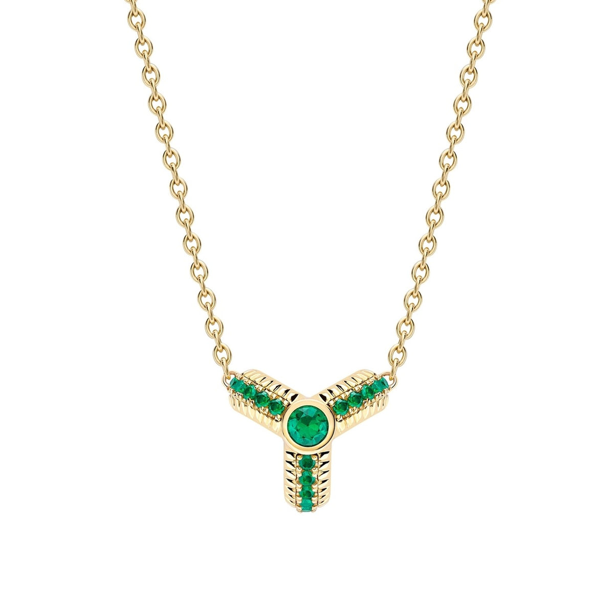 Colours of Love Trio Yellow Gold Emerald Fluted Pendant