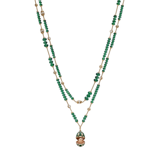 Heritage Rose Gold Emerald & Diamond Transformable Necklace with Elephant Surprise Locket