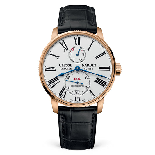 Ulysse Nardin - Marine Torpilleur Gold White - Alligator Leather Strap - 42mm