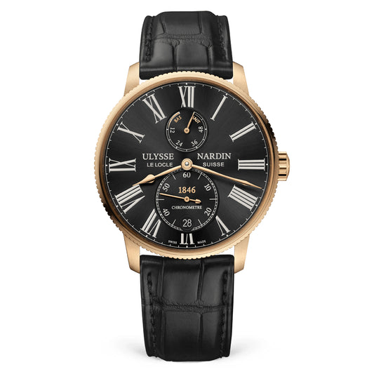 Ulysse Nardin - Marine Torpilleur Gold Black - Alligator Leather Strap - 42mm