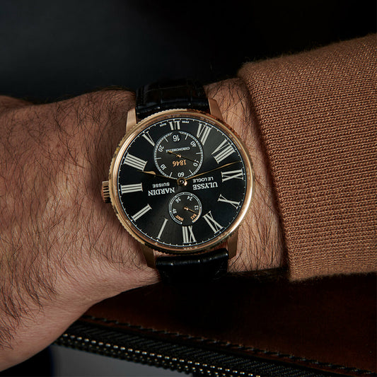 Ulysse Nardin - Marine Torpilleur Gold Black - Alligator Leather Strap - 42mm