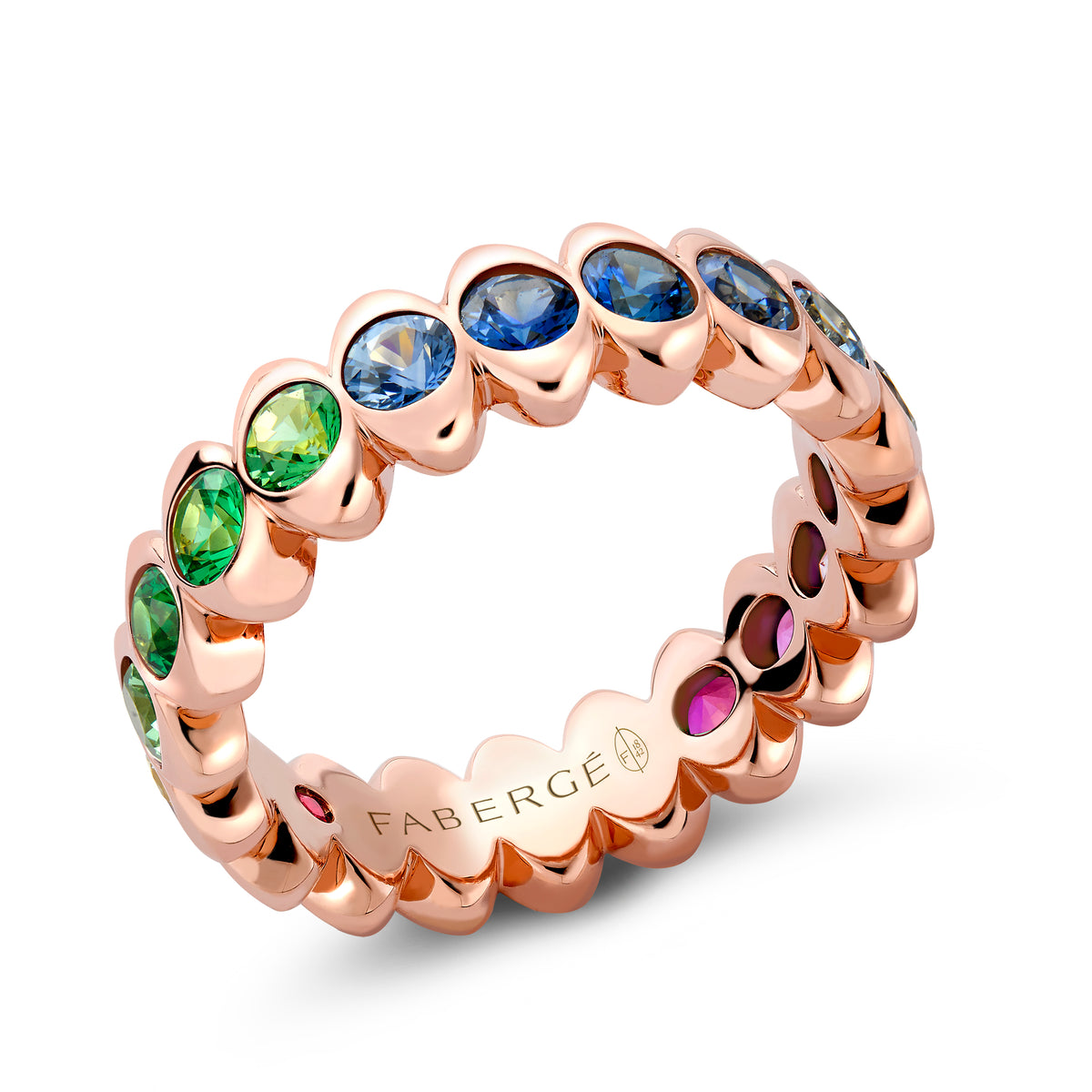 Colours of Love Cosmic Curve Rose Gold Rainbow Multicoloured Gemstone Eternity Ring