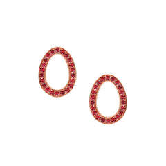 Colours of Love Sasha Rose Gold Ruby Egg Stud Earrings