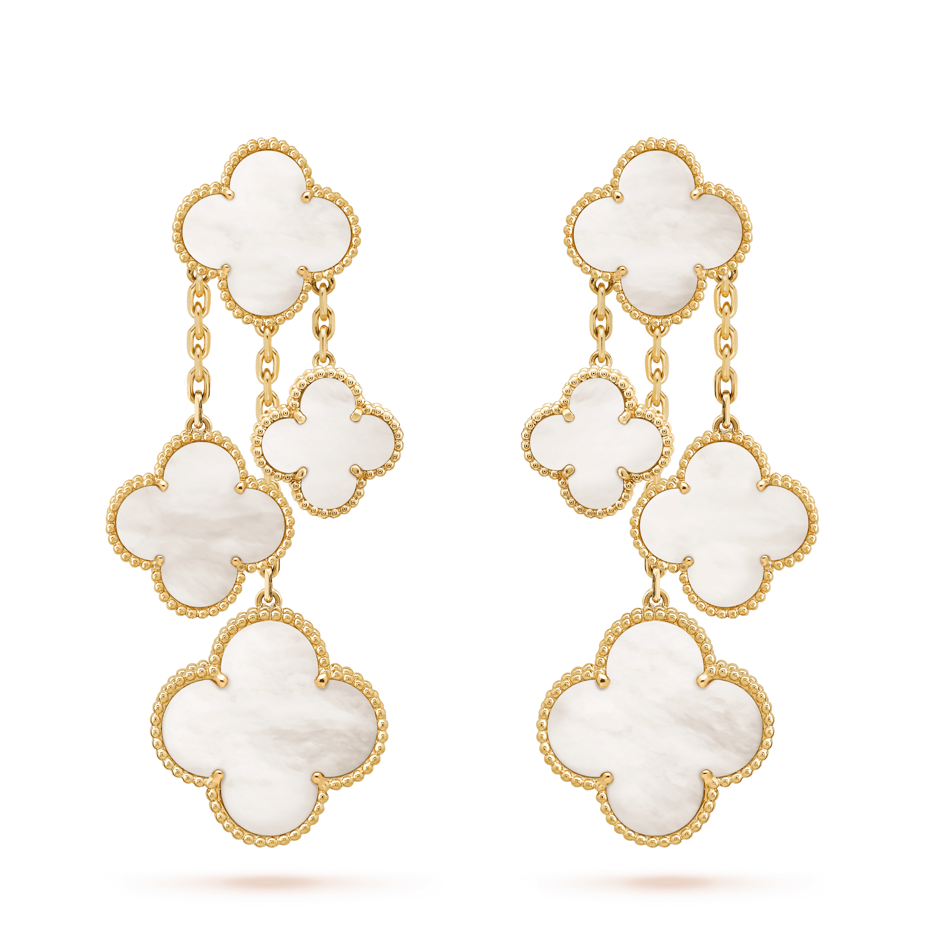 Magic Alhambra earrings, 3 motifs 18K yellow gold, Malachite - Van