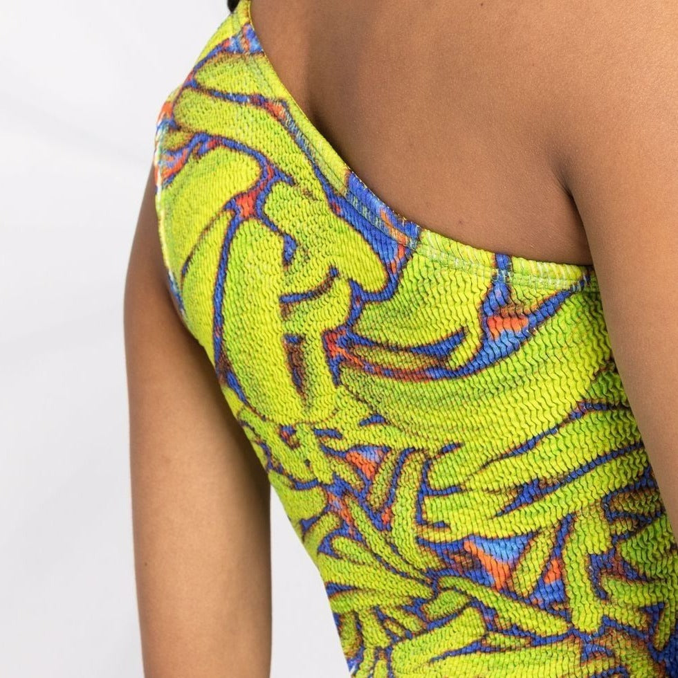 Abstract Print One Shoulder Dress