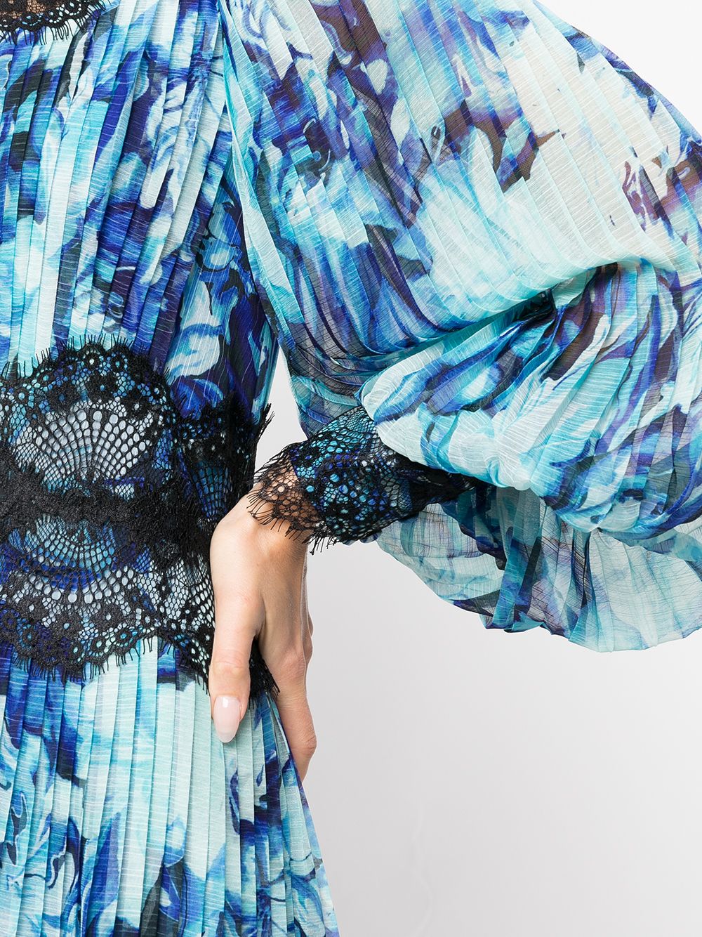 Lace-Detail Floral-Print Midi Dress