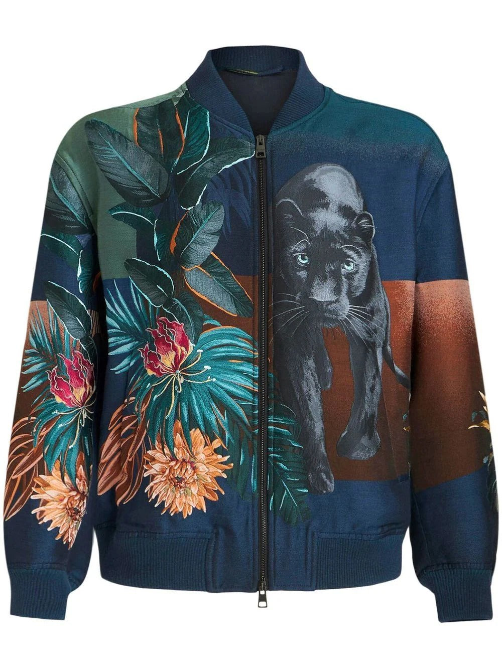 Bomber Jacket With Jungle And Panther Print