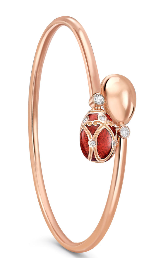 Heritage Yelagin Rose Gold Diamond & Red Guilloché Enamel Crossover Bracelet