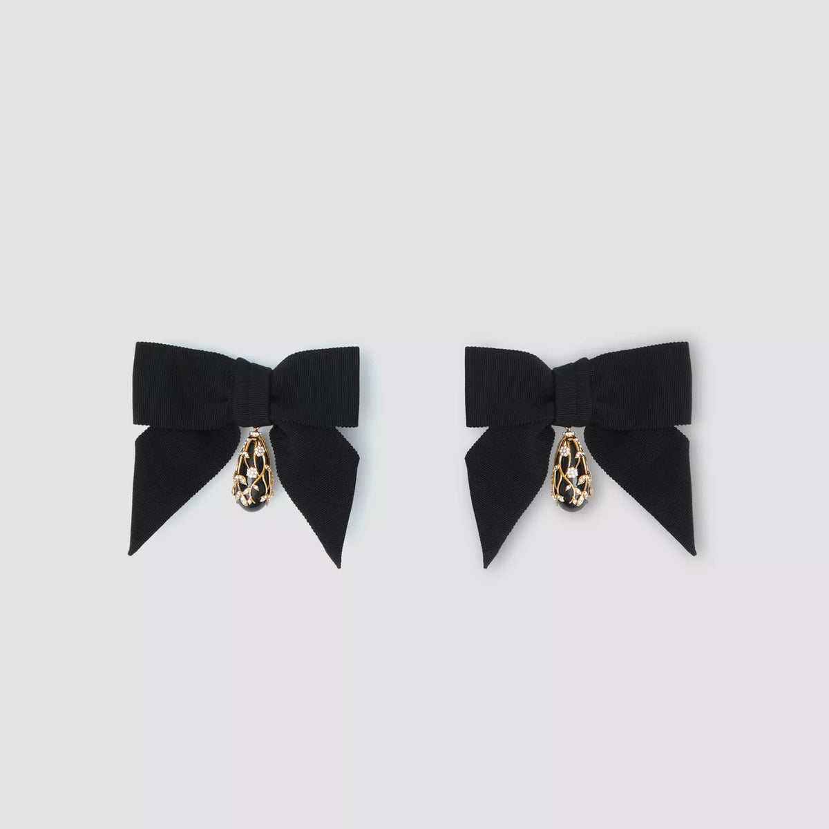 Crystal Detail Gold-plated Oversized Bow Earrings
