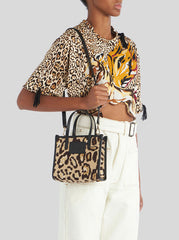 MINI SHOPPING BAG WITH ANIMALIER EMBROIDERY