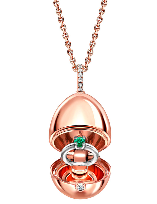 Fabergé Essence Rose Gold Emerald Ring Surprise Locket
