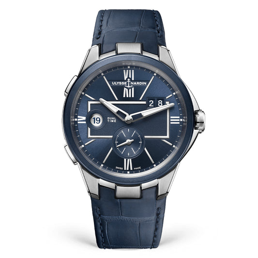Ulysse Nardin - Executive Dual Time Steel Blue - Alligator Leather Strap 42mm