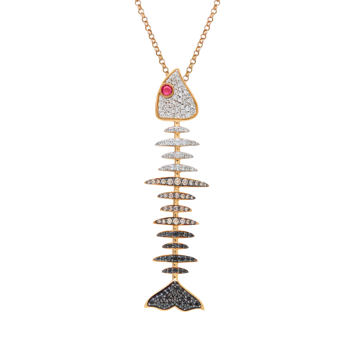 Cedille Diamond Skeleton Fish Necklace