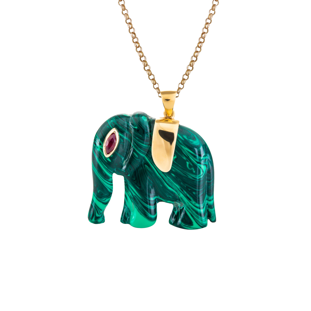Cedille Malachite Elephant Necklace