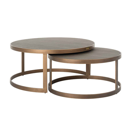 Coffee table Bloomingville set of 2 round shagreen (Gold)