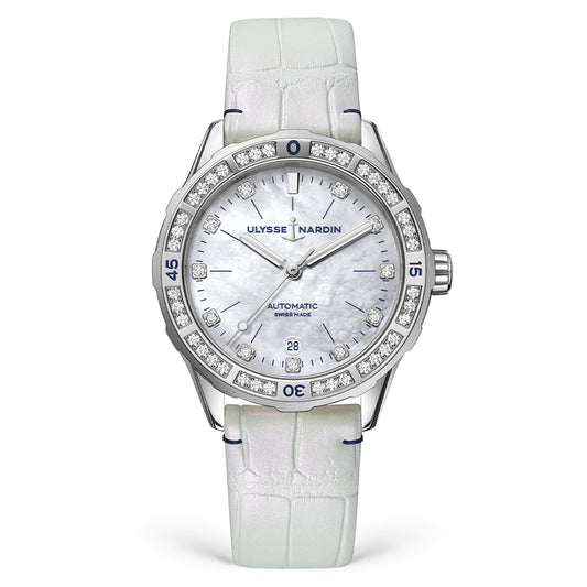 Ulysse Nardin - Lady Diver White - Alligator Leather Strap - 39mm