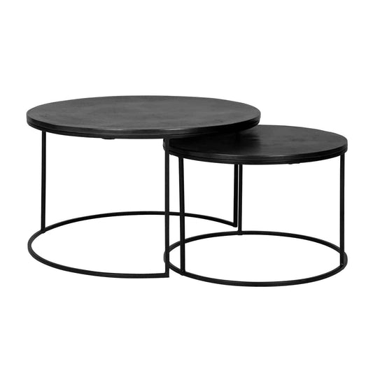 Coffee table Bolder set of 2 aluminum black (Black)