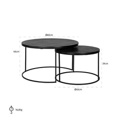 Coffee table Bolder set of 2 aluminum black (Black)