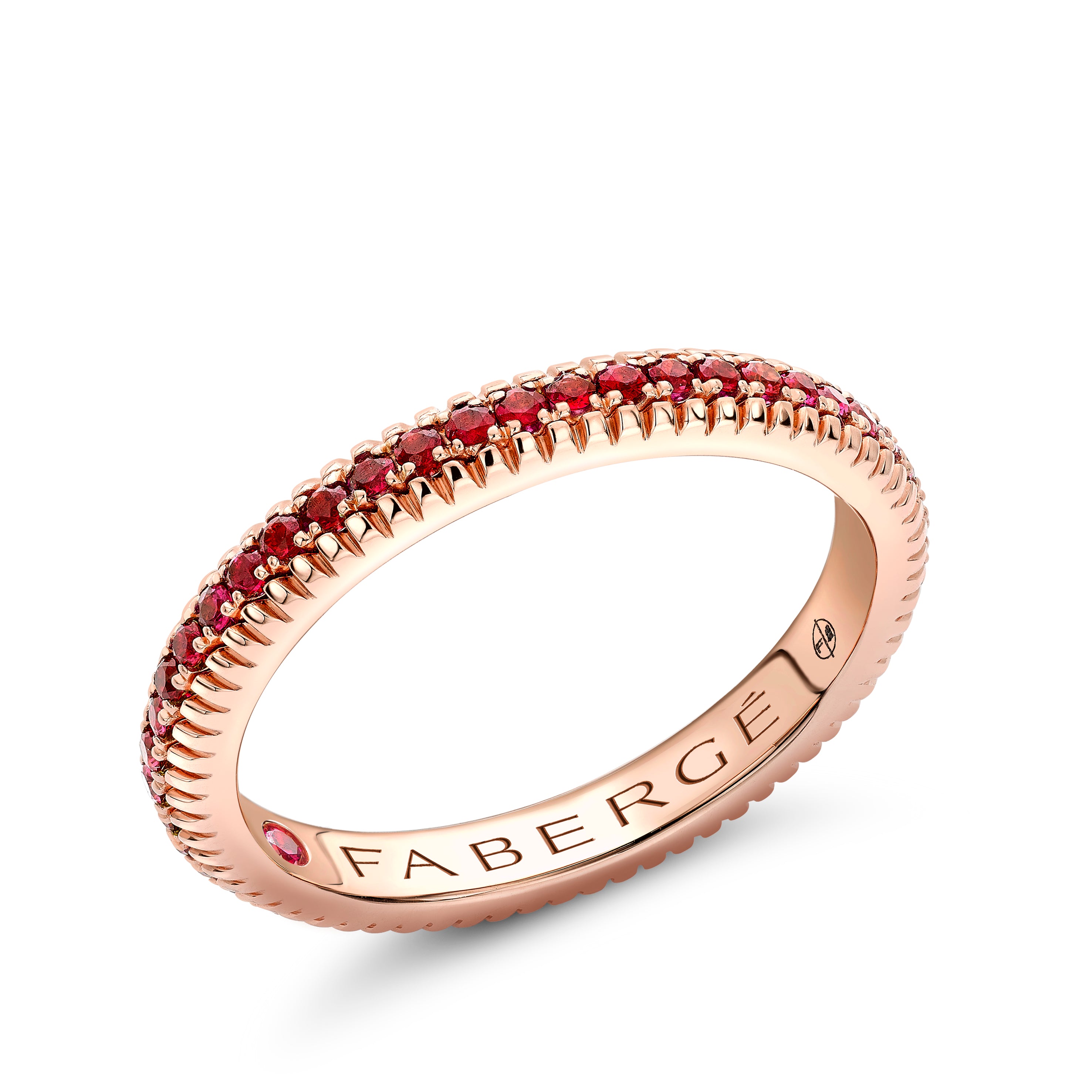 Colours of Love Rose Gold Ruby Fluted Eternity Ring
