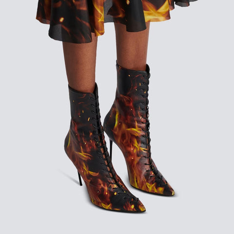 Uria Ankle Boots In Fire Print Leather