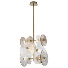 Ceiling Lamp in Brass Champagne Finish with Decorative Discs