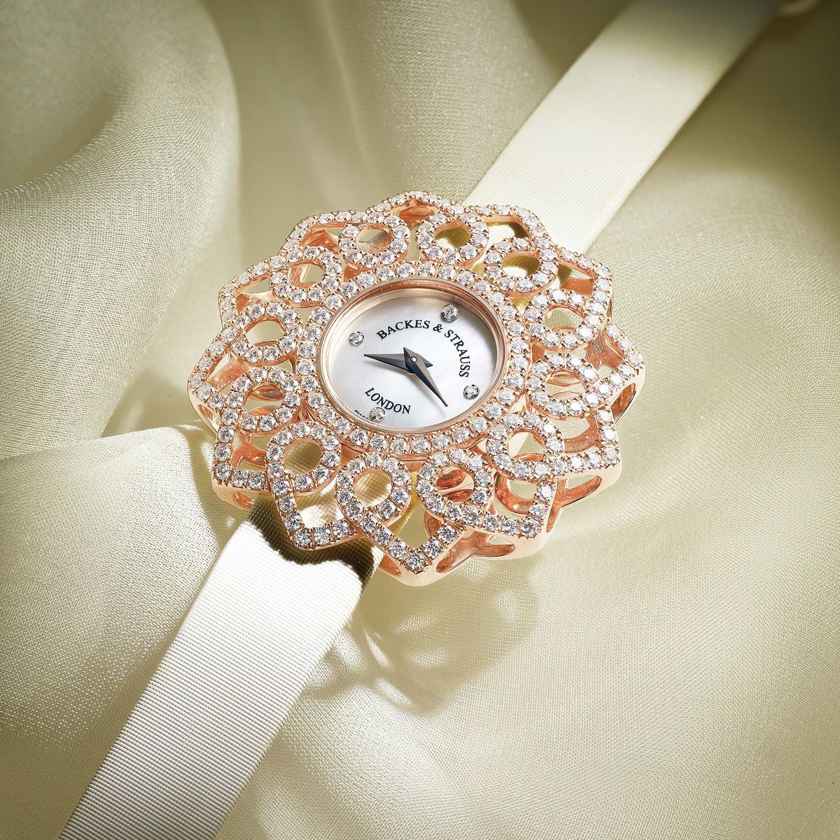 Backes & Strauss - Victoria Snowdrop Luxury Diamond Watch for Women - Rose Gold  - Display