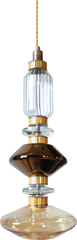 Ceiling Lamp Pyrex Glass Amber, Bronzed or Chrome finish , Gold Mosaic Insert