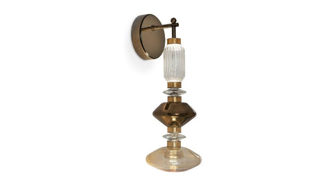 Wall Lamp made with Glass alternate with Decorative Elements in Gold or Platinum Mosaic