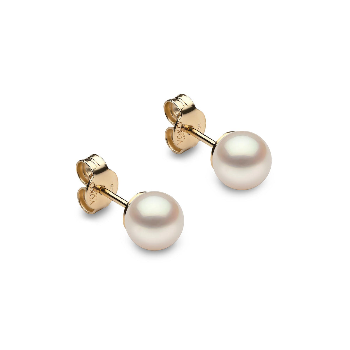 Classic White Freshwater Pearl Stud Earrings in 18ct Yellow Gold