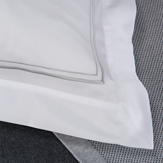 Heirlooms white colour Windsor bed linen with tow row embroidery. Oxford Pillowcases