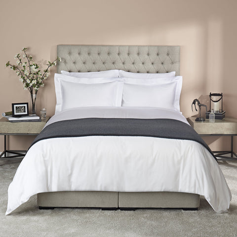 Heirlooms Windsor bed linen with tow row embroidery. Oxford Pillowcases with duvet cover and fitted sheets