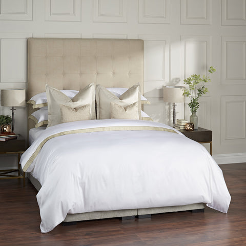 Heirlooms stylish structured design cotton sateen white bed linen