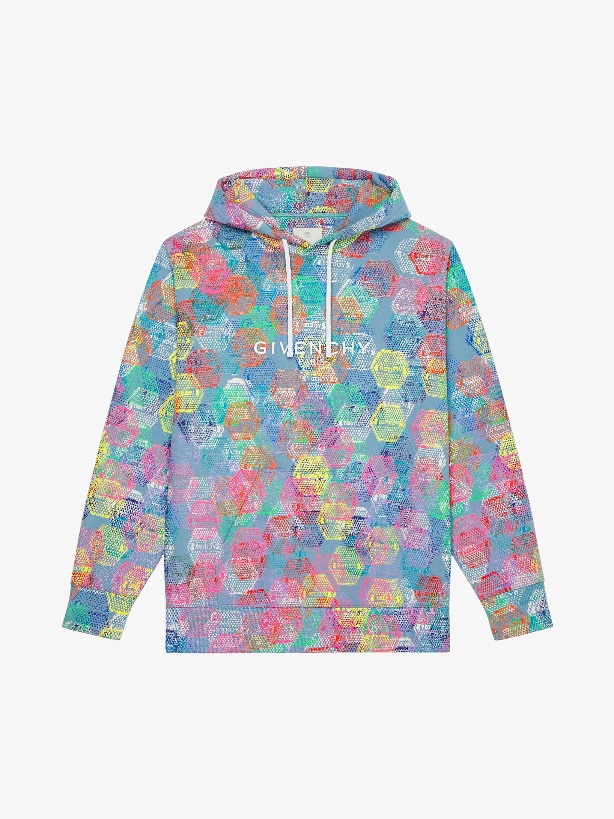 Classic fit hoodie with all-over patch print